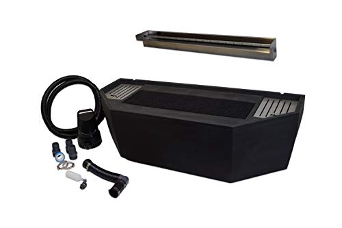 HALF OFF PONDS Elegant Spillway Kit - 36" Lighted Color-Changing Stainless Steel Spillway with 65-Gallon Basin Stainless Steel