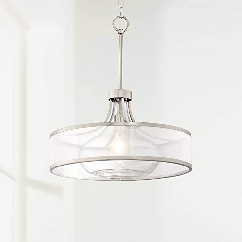 Layne 19 1/4" Wide Brushed Nickel Drum Pendant Light Light Fixture
