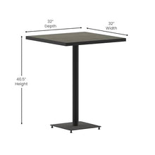 BizChair Commercial Grade Bar Height Patio Table, Indoor/Outdoor Bistro Table with Poly Resin Slats, 30" Square, Gray Wash