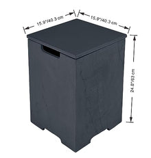 AMS Fireplace | Elementi Tall Square Slate Black Propane Tank Cover | Concrete GFRC base | 15.9 × 15.9 × 24.9 inches | Suited For Black Cape Town Fire Pit Table