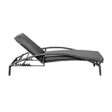 Armen Living Mahana Outdoor Patio Chaise Lounge Chair Black Aluminum and Wicker with Charcoal Cushion