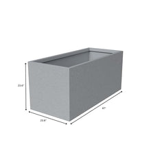 LeisureMod Flora Fiberstone and MGO Clay Planter, Mid-Century Modern Rectangular Planter Pot for Indoor and Outdoor in Grey (24" Height)