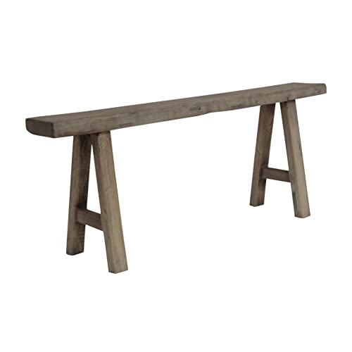 43" l Natural Wood Indoor Outdoor Small Noodle Bench Entryway Hallway Patio Seating Finish Solid