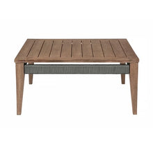 Armen Living Orbit Square Outdoor Patio Coffee Table in Weathered Eucalyptus Wood