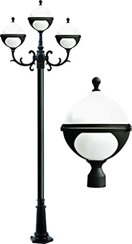 DABMAR LIGHTING GM9703-LED16-B Natalie Post Three Light Fixture 3 X 16 Watt LED Lamp 85-265 Volts, Black