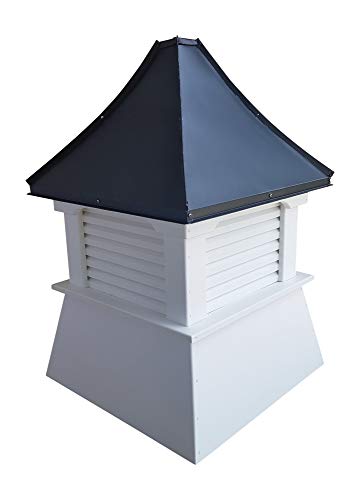 Accentua Yosemite Cupola 24 in. Square 38 in. High White with Black Aluminum Roof