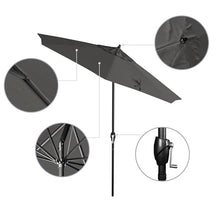 California Umbrella 7.5' Rd Aluminum Patio Umbrella, Crank Lift, Auto Tilt, Black Finish, Sunbrella Charcoal