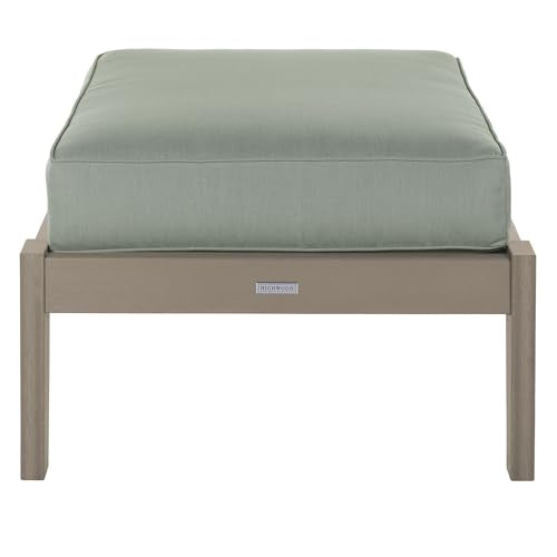 highwood Lehigh Deep Seating Ottoman, with Sunbrella Cushions in Canvas Seasalt, Woodland Brown Frame