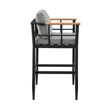 Armen Living Wiglaf Modern Outdoor Patio Bar Table and Stools Set 5 Piece Black