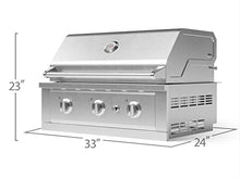 NewAge Products 33" Performance Series Gas Grill, 3-Burner, 36,000 BTU, Liquid Propane, 304 Stainless Steel, Built-In Outdoor Kitchen BBQ Grill