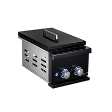 Whistler Built In Side Burner for NG/LP - Outdoor Kitchen Double Burner with Cooking Grip & Drip Pan,2 * 12000 BTU Prime Side Burners for BBQ Island,Vertical Control Panel Glossy Black