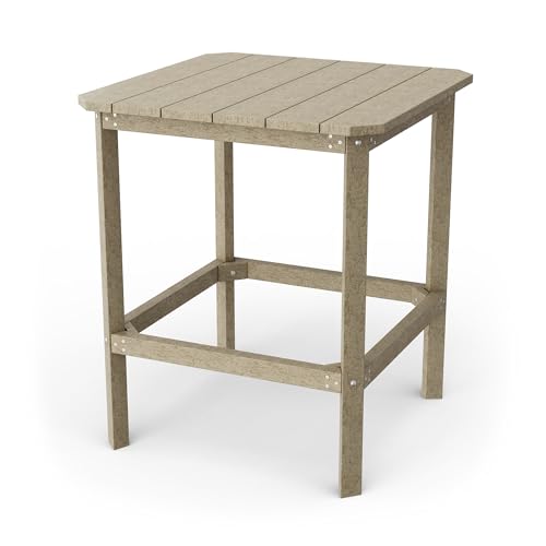Wildridge Classic 40" High Bar Table, Weathered Wood - Outdoor Weather Resistant Recycled Plastic Furniture for Patio