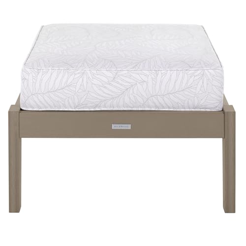 highwood Lehigh Deep Seating Ottoman, with Sunbrella Cushions in Lively Parchment, Woodland Brown Frame