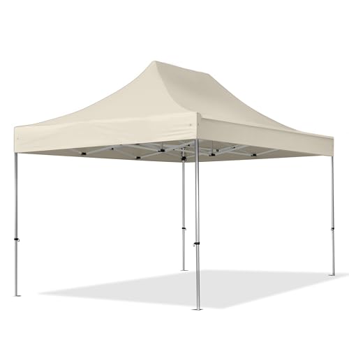 TOOLPORT 10x15 ft Pop Up Canopy Tent Outdoor Sun Shade Gazebo for Backyard, Event, Grill, Garden, Patio Canopies, Aluminium 1.6 in Hexagonal Legs, Cream
