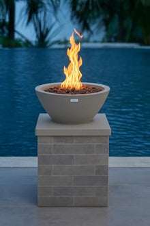 AMS 27" Round Cast Concrete Propane Fire Pit Table - Smooth Texture Surface