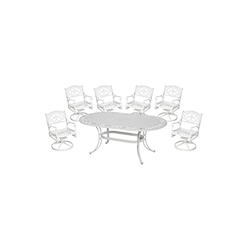 Homestyles Sanibel Black 7-Piece Outdoor Dining Set Off White