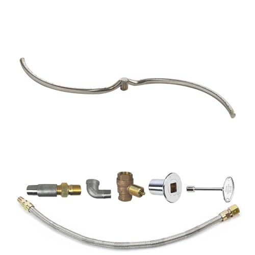 Spotix HPC S-Shaped Fire Pit Burner Kit (FPS-SFIRE36KIT-LP-MSCB), 36x8-Inch Burner, for Use with Rectangle Pan, Match Light, Propane, with Flange, Key, Valve, Flex Line and Fittings