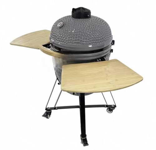 JOSOGO 25 Inch Extra Large Egg-Shaped Ceramic BBQ Grill, American-Style Roaster for Outdoor Cooking(Grey)