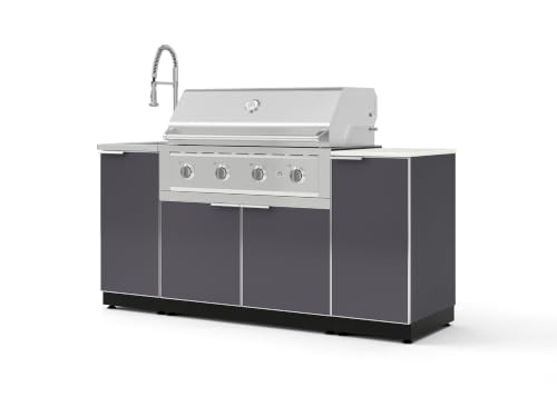 NewAge Products Classic Series 5PC Aluminum Slate Gray Modular Outdoor Kitchen Grill Island with 40" Performance Grill NG - 24"D x 72"W x 57.15"H