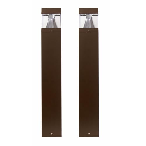 Solus Square Tunable LED Bollard – Switchable Wattage (12W–22W), 1600–3000 Lumens – Adjustable CCT 3000K/4000K/5000K – Black or Bronze – ETL Listed Path Light (Bronze, Square / 2 Pack)