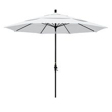 California Umbrella 11' Round Crank Lift, Collar Tilt, Aluminum Pole, Fiberglass Rib Patio Umbrella, Black Finish, White