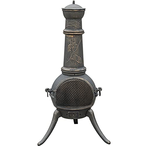 TEOYETTSF Garden Fire Pit Outdoor Cast Iron Mantelpiece Retro Charcoal Stove European Backyard Heating Oven Patio Vertical Fireplace