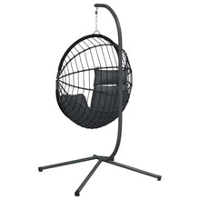 Hanging Egg Chair with Stand, Anthracite Rattan Swing Hammock Chair for Indoor and Outdoor, Sturdy Steel Frame with Comfortable Cushions