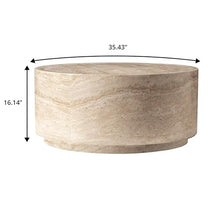 LeisureMod Terra Series Side Table 36" Round Fiberstone Accent Table, Grey Color, Outdoor/Indoor Use, Home, Living Room, Assembled