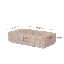 Christopher Knight Home 48.2 Inch Outdoor Rectangular Fire Pit Set with Tank Cover Side Table, MgO Concrete Propane Fire Pit 50000 BTU, Natural Modern Patio Heating Table Set