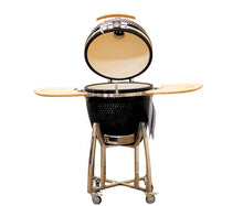 Comfortbilt 21" Kamado Grill Charcoal Smoker with Cart and Side Shelves Black