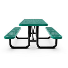 Flash Furniture Commercial Grade 8' Rectangular Expanded Mesh Metal Outdoor Picnic Table - Black