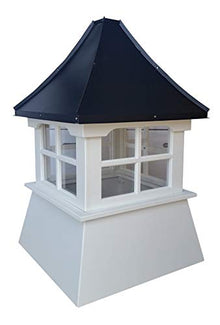 Accentua Monterey Cupola 24 in. Square 39 in. High White with Black Aluminum Roof