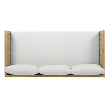 Merax 67.5" Outdoor Patio Daybed 3 Seater Sofa Bed,Acacia Wood Frame with Rattan Arm,Cushion & Pillow for Pool