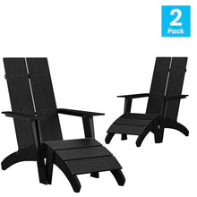 Flash Furniture Set of 2 Sawyer Adirondack Chairs with Footrests Black