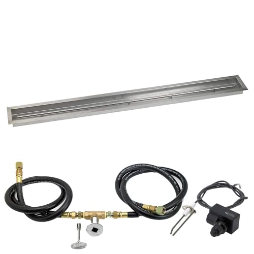 American Fire Glass Spark Ignition Fire Pit Kit (SS-LCBKIT-N-72), Trough Pan, Natural Gas, 72x6-Inch