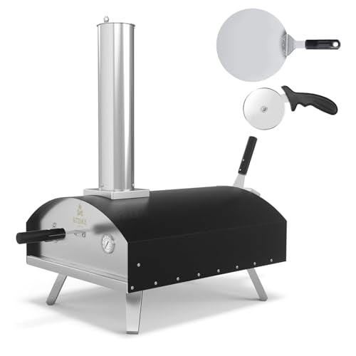 Stoke 16 Inch Outdoor Pizza Oven – Portable Outdoor Pizza Maker for Backyard, Camping, or Tailgating – Stainless Steel Multi-Fuel Oven with Pizza Stone & Accessories