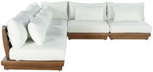 Meridian Furniture 111White-Sec5D Mirella Collection Modern | Contemporary Outdoor Patio L-Shaped 5pc. Modular Sectional with Solid Teak Frame, Water Resistant Fabric, 112" W x 112" D x 27" H, White
