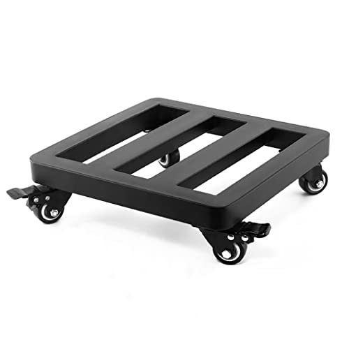 Metal Planter Flower Pot Caddy with Rolling Wheels Square Flower Pot Rack on Rollers Dolly Holder Indoor Outdoor Steel Trolley Stand Heavy Duty Plant Pot Mover for Patio Garden Yard Black (Black 40cm