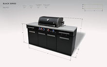 Mont Alpi Premium 70"W Black Stainless Steel Compact Outdoor Kitchen Island with 32"W 4-Burner BBQ Gas Grill + Universal Flat Top Griddle + Pizza Peel + Cleaning Brush + Spatulas + Tongs + Scraper