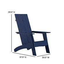 Flash Furniture Set of 2 Sawyer Modern 2-Slat Back Adirondack Chairs - Navy Blue All-Weather Poly Resin Lounge Chairs