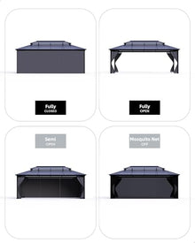 GAOMON Hardtop Gazebo 10'x13' with Double Polycarbonate Roof and Aluminum Alloy Frame Gray