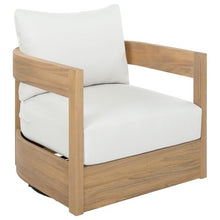 SAFAVIEH Outdoor Kento Swivel Chair, 7.1" Oak/Ivory PAT7099B