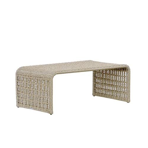 Armen Living Driftbay Rectangular Natural Rope Outdoor Coffee Table
