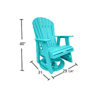 Phat Tommy Glider for Outside Patio - Outdoor Swivel Glider Chair - Poly Outdoor Furniture, Adirondack Porch Glider Chair, Teal