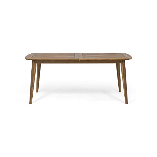 GDFStudio Outdoor Acacia Wood Expandable Dining Table, Teak