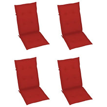 WXGTBKPR 3-Piece Garden Chair Set Red Solid Acacia Wood Foldable Outdoor Patio Seating with Comfortable Cushions Adjustable Reclining Armrests for Terrace Balcony