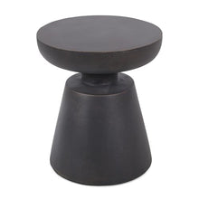 Outdoor Lightweight Concrete Side Table, Modern Copper Accent End Table, Weather Resistant Round Accent Table for Patio, Balcony & Living Room