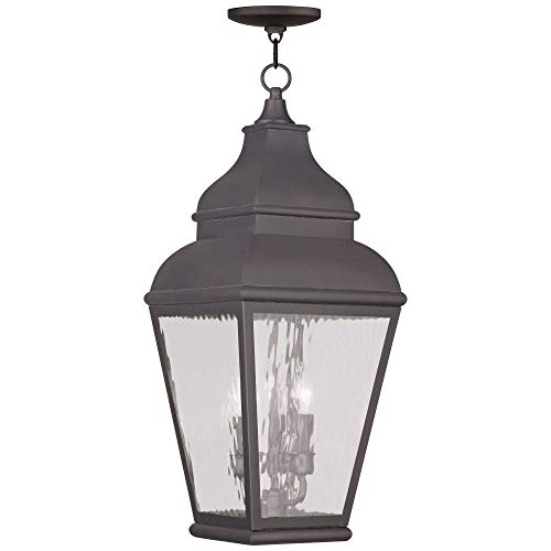 Livex Lighting 2610-07 Exeter 3-Light Outdoor Hanging Lantern, Charcoal