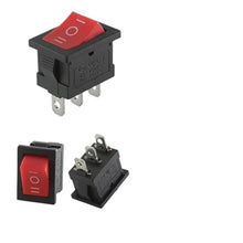 100PCS KCD1 Series 2/3/4 Pin ON-Off Boat Car Rocker Position Power Switches 15mm x 21mm Black Red Green 6A/250V 10A/125V AC(Red 3Pin ON-Off-ON,10000 PCS)