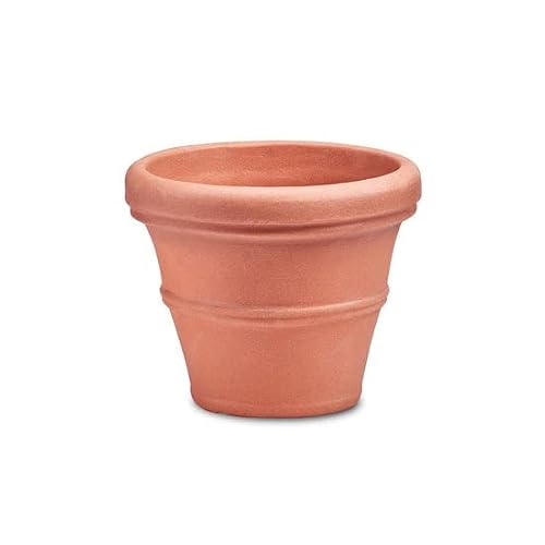 Sturdy Essentials Megapot Commercial Planter 35" Diameter | Lightweight but Durable Plastic Construction with Stone Look - Weathered Terracotta